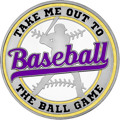 Purple "Baseball" with Gold Outer Circular Borders